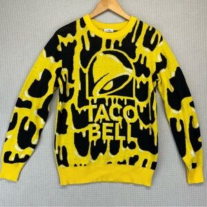Taco Bell Drippy Nacho Holiday Ugly Christmas Sweater Small Yellow